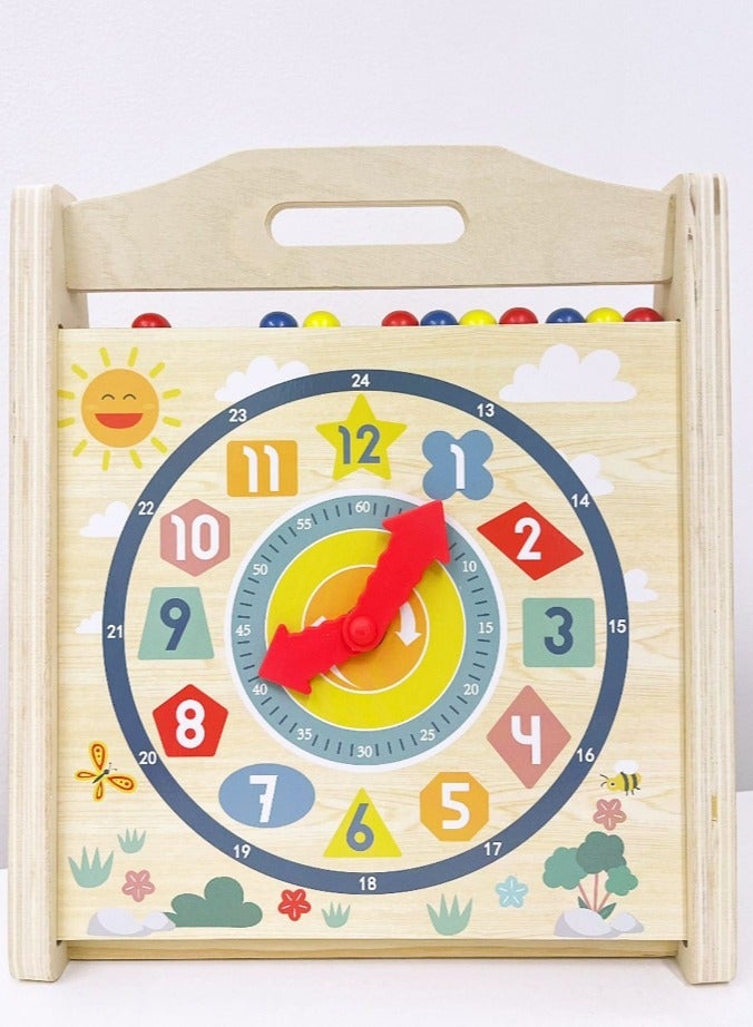 Wooden  Toys Activity Centre Triangle Toys Alphabet Blocks Abacus Clock Activity Cube for Toddlers 5 in 1 Activity Toys for Babies Montessori Learning-Wooden Toys for Kids - Image 3