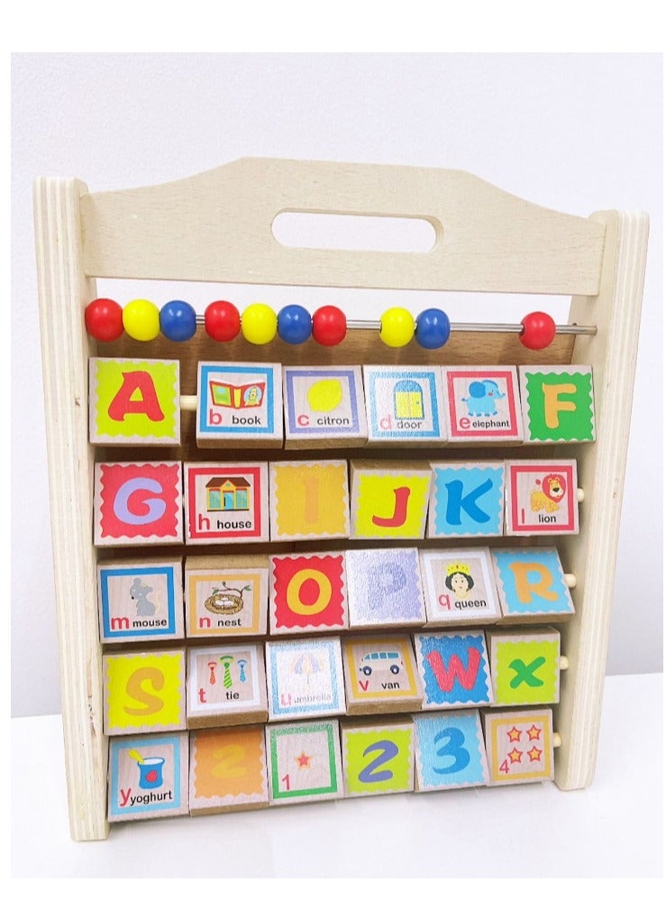 Wooden  Toys Activity Centre Triangle Toys Alphabet Blocks Abacus Clock Activity Cube for Toddlers 5 in 1 Activity Toys for Babies Montessori Learning-Wooden Toys for Kids - Image 4