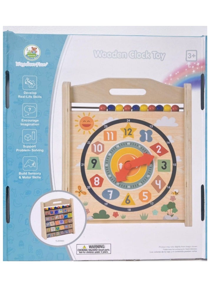 Wooden  Toys Activity Centre Triangle Toys Alphabet Blocks Abacus Clock Activity Cube for Toddlers 5 in 1 Activity Toys for Babies Montessori Learning-Wooden Toys for Kids - Image 5