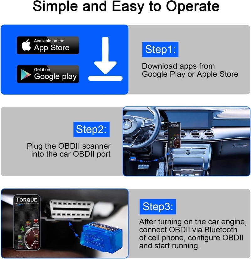 DETACHI Advanced Chipset Car Scanner OBD 2 Bluetooth, Car Fault Diagnostic Tool Device Mini ELM 327 V2.1 for Bike Bs6 with Smart Code Readers Support Android Windows iOS - Image 2