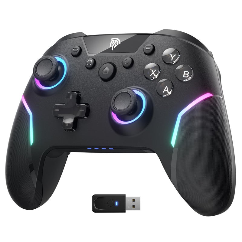 EasySMX X20 Wireless Gaming Controller with RGB Backlit 2Stage Hall Effect Sticks 1000Hz Polling Rate 6Axis Gyro on MultiPlatform Mech Buttons Compatible with PCSwitchSteamAndroid