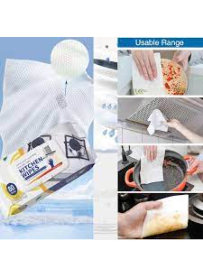 Kitchen Wipes for Heavy Duty Degreasing | Grease Removal Wet Wipes 80 Sheet