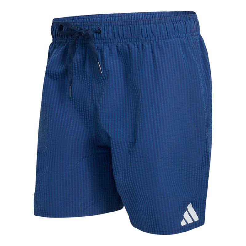 Adidas Seersucker Stripy Swim Shorts 5-Inch - Linen Green/Wo - Image 1