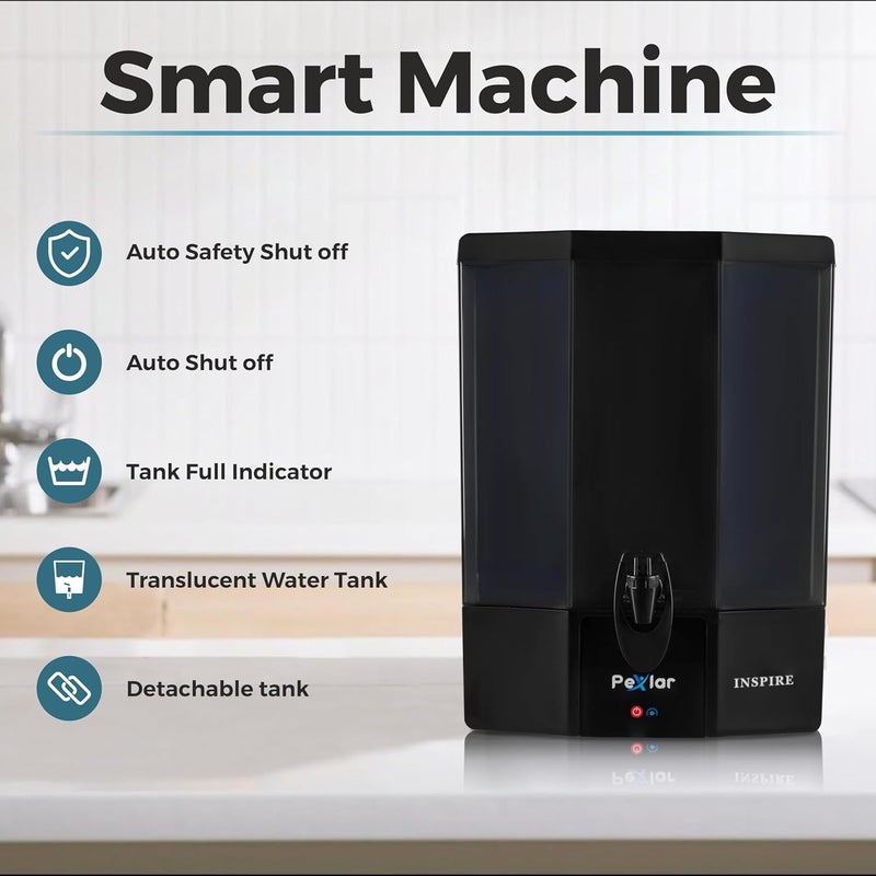 Pexlar Inspire RO Water Purifier for Home High TDS Purification up to 2000 MineralRich Alkaline Water Modern Black Design - Image 4