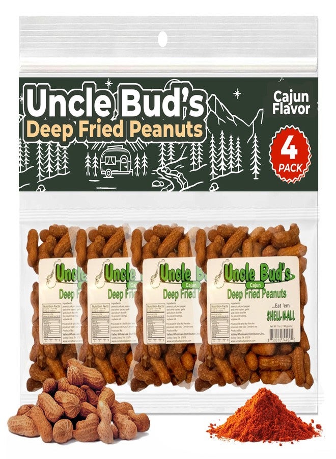 Jerky-n-Spice Uncle Bud's Deep Fried Peanuts In Shell (4-Pack) | Premium Flavor Cajun Peanuts | Crunchy & High Protein Healthy Nuts | Ideal Gourmet Snacks For Gatherings, Camping & Road Trips | USA Made - Image 1