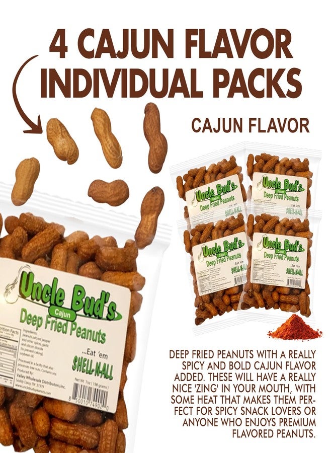 Jerky-n-Spice Uncle Bud's Deep Fried Peanuts In Shell (4-Pack) | Premium Flavor Cajun Peanuts | Crunchy & High Protein Healthy Nuts | Ideal Gourmet Snacks For Gatherings, Camping & Road Trips | USA Made - Image 3