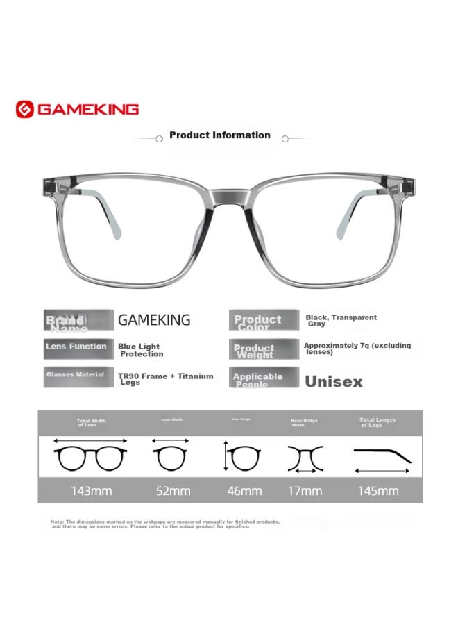 Gameking Anti-blue Light Gl For Men And Women, Anti-radiation Gl, Prescription-free Eyeglass Frames, For Mobile Phones, Computers, And Gaming, Non-prescription Lenses, 3388 Gray - Image 5