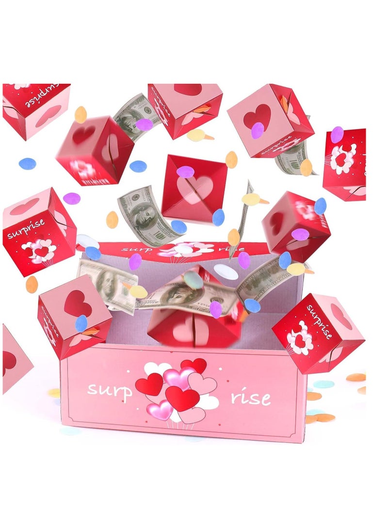 SYOSI Surprise Gift Box Explosion for Money, Pop Up Explosion Box with Confetti, Folding Bouncing Red Envelope Gift Box, Cash Explosion Gift Box, for Women Men Kids for Birthday Anniversary Proposal - Image 1