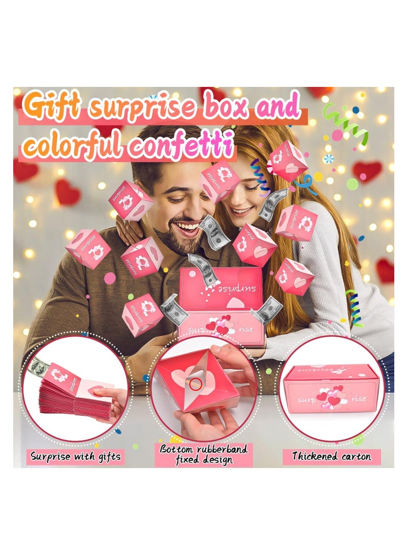 SYOSI Surprise Gift Box Explosion for Money, Pop Up Explosion Box with Confetti, Folding Bouncing Red Envelope Gift Box, Cash Explosion Gift Box, for Women Men Kids for Birthday Anniversary Proposal - Image 4