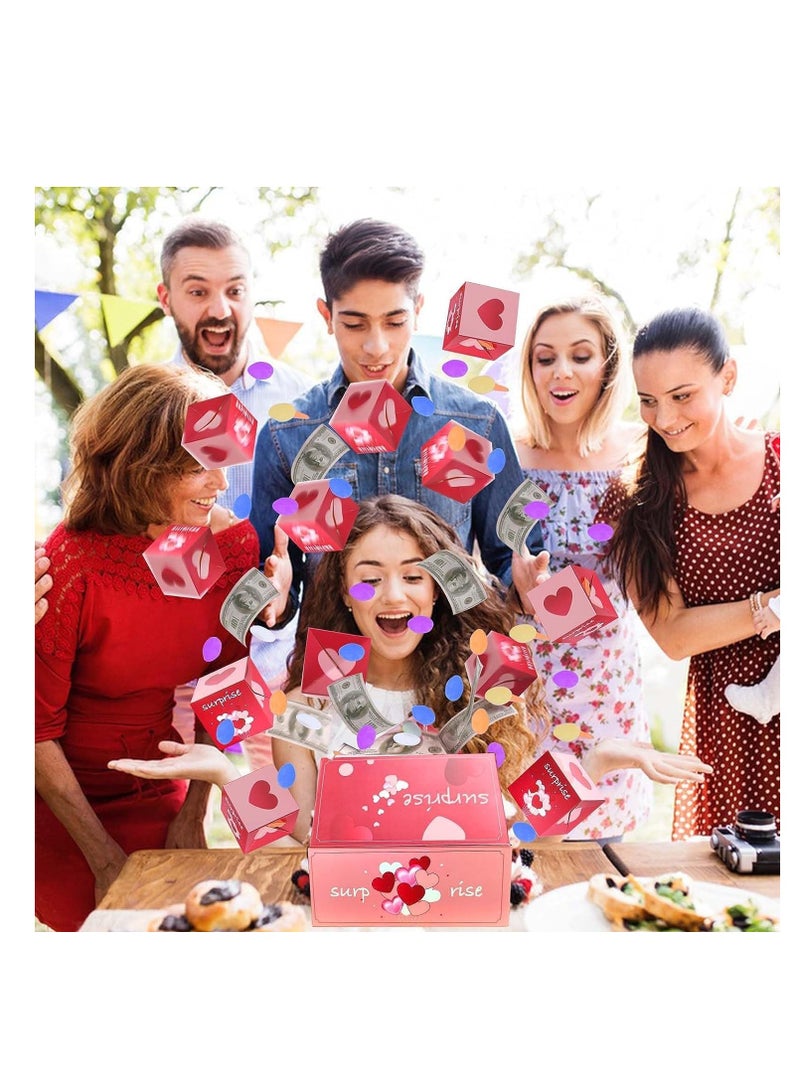 SYOSI Surprise Gift Box Explosion for Money, Pop Up Explosion Box with Confetti, Folding Bouncing Red Envelope Gift Box, Cash Explosion Gift Box, for Women Men Kids for Birthday Anniversary Proposal - Image 2