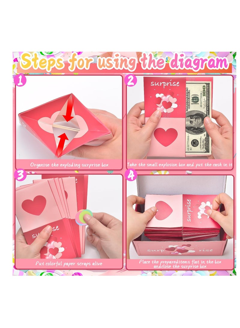 SYOSI Surprise Gift Box Explosion for Money, Pop Up Explosion Box with Confetti, Folding Bouncing Red Envelope Gift Box, Cash Explosion Gift Box, for Women Men Kids for Birthday Anniversary Proposal - Image 3