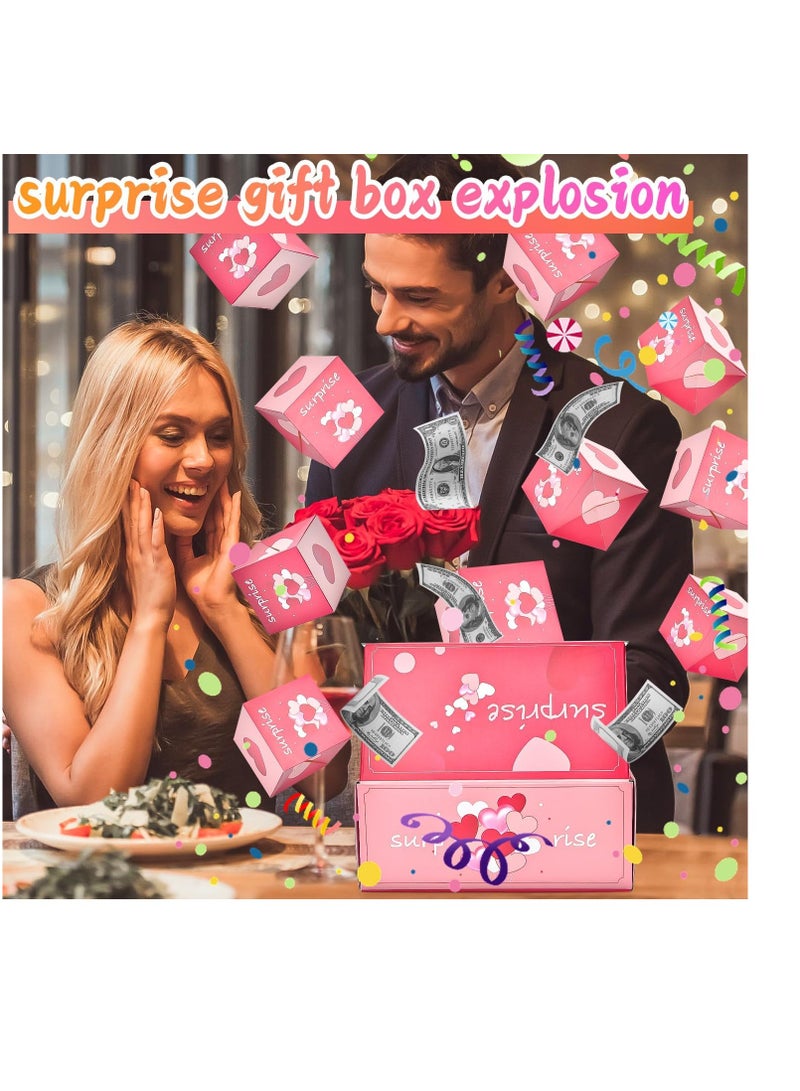 SYOSI Surprise Gift Box Explosion for Money, Pop Up Explosion Box with Confetti, Folding Bouncing Red Envelope Gift Box, Cash Explosion Gift Box, for Women Men Kids for Birthday Anniversary Proposal - Image 5