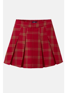 Tchibo Kids Girl Checkered Pull On Mini Skirts, Red  - Image 2