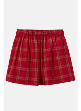 Tchibo Kids Girl Checkered Pull On Mini Skirts, Red  - Image 3