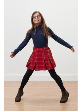 Tchibo Kids Girl Checkered Pull On Mini Skirts, Red  - Image 1