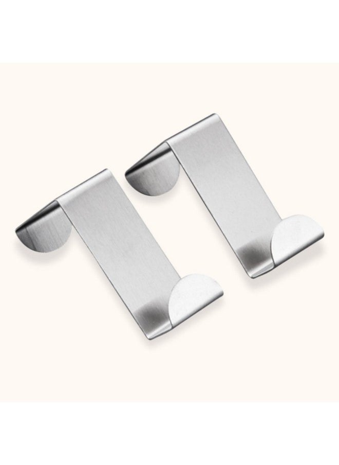 Syga SYGA Over The Door Rack Heavy Duty Reversible Brushed Stainless Steel Hook Medium(4.5cmx3cm) Pack of 6 Hooks, Silver  - Image 3
