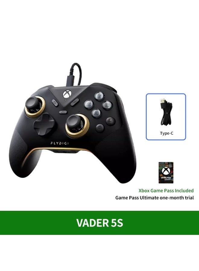 فلاي ديجي وحدة تحكم سلكية FLYDIGI VADER 5S لأجهزة Xbox Series X|S و Xbox One و Windows 10/11، وعصي تحكم FORCEFLEX قابلة لتعديل الشد، ومحفزات SWITCH. - Image 1