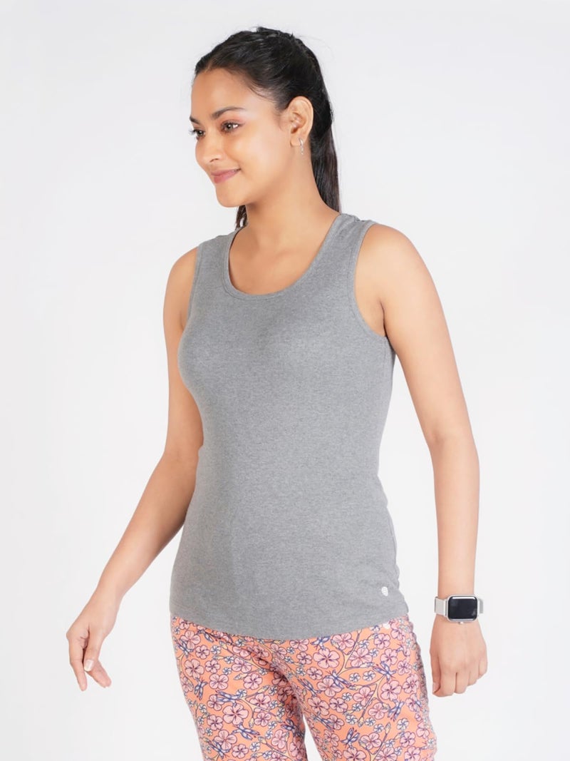 Rupa Women 100% Combed Cotton Standard Colors Playsure Solid Rib Fabric,Tank Top,Sleeveless Pack of 1,Grey,Medium - Image 2