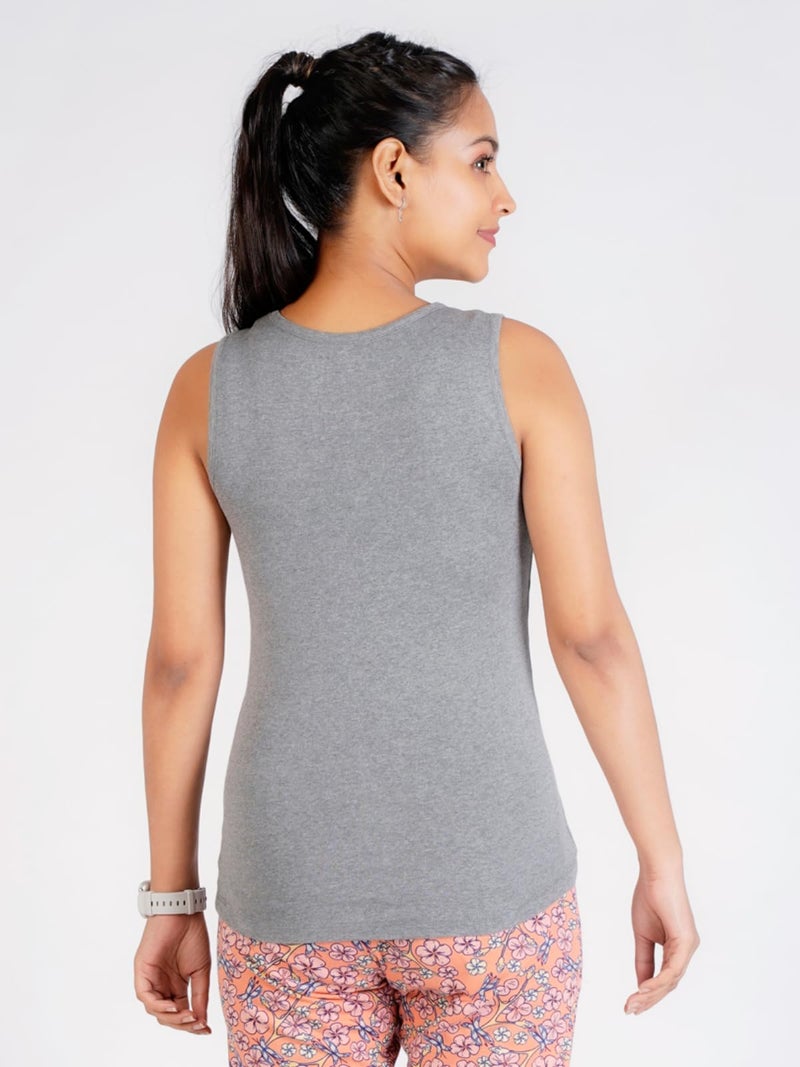 Rupa Women 100% Combed Cotton Standard Colors Playsure Solid Rib Fabric,Tank Top,Sleeveless Pack of 1,Grey,Medium - Image 4