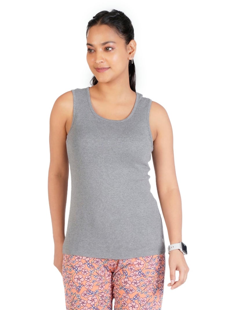 Rupa Women 100% Combed Cotton Standard Colors Playsure Solid Rib Fabric,Tank Top,Sleeveless Pack of 1,Grey,Medium - Image 1