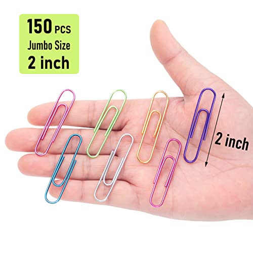 SOTMALTK Jumbo Paper Clips,150pcs 2 Inch Large Paper Clip, Assorted Colored PaperClips for Paperwork Office School and Personal Use - Image 3