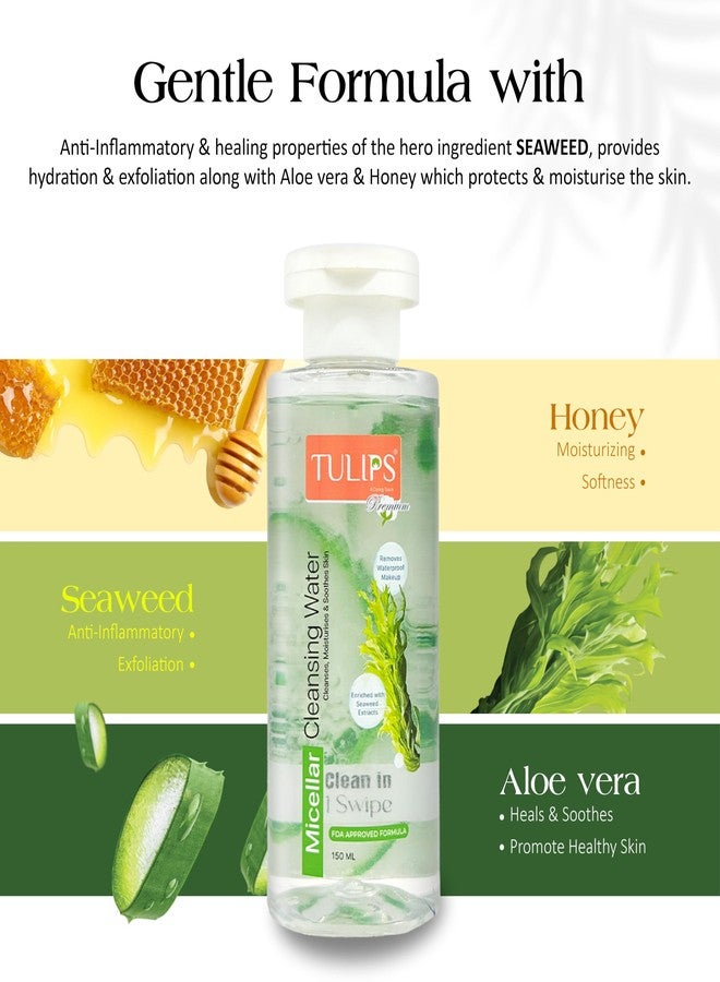 Tulips Premium Micellar Clensing Water Enriched with Seaweed Extracts I Waterprof makeup remover I Suitable for Sensitive Skin (300 ml x 2 pack) - Image 5