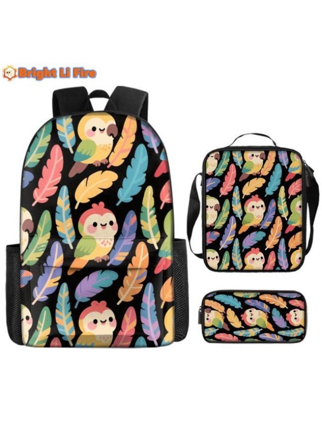 Bright Li Fire popular new cute cartoon print, three-piece practical bag combination (students, children, friends outings, mountain climbing, etc. can be used) - 70 - Image 1