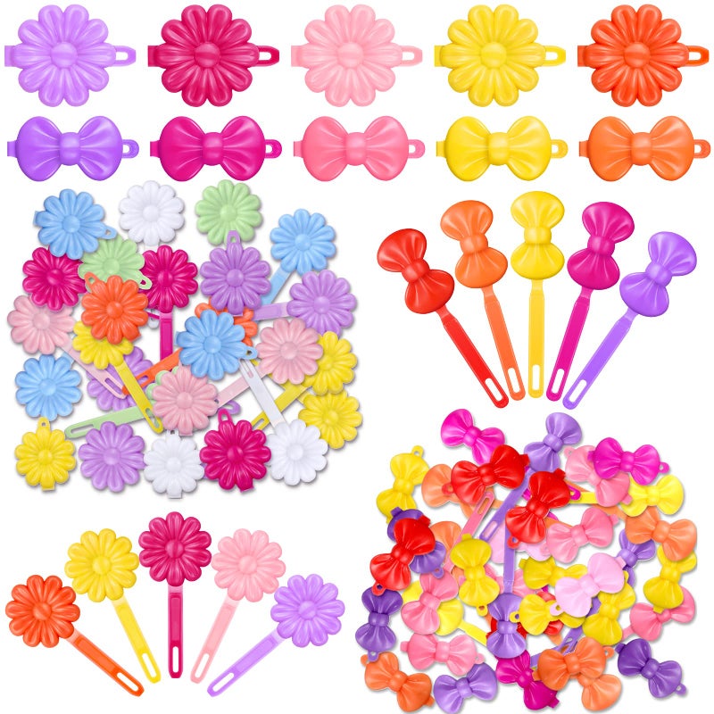 Janinka 72 Pieces Plastic Self Hinged Barrettes Colorful 80s 90s Cartoon Hairpins and Clips for Girls and Toddlers Multicolor Delicate