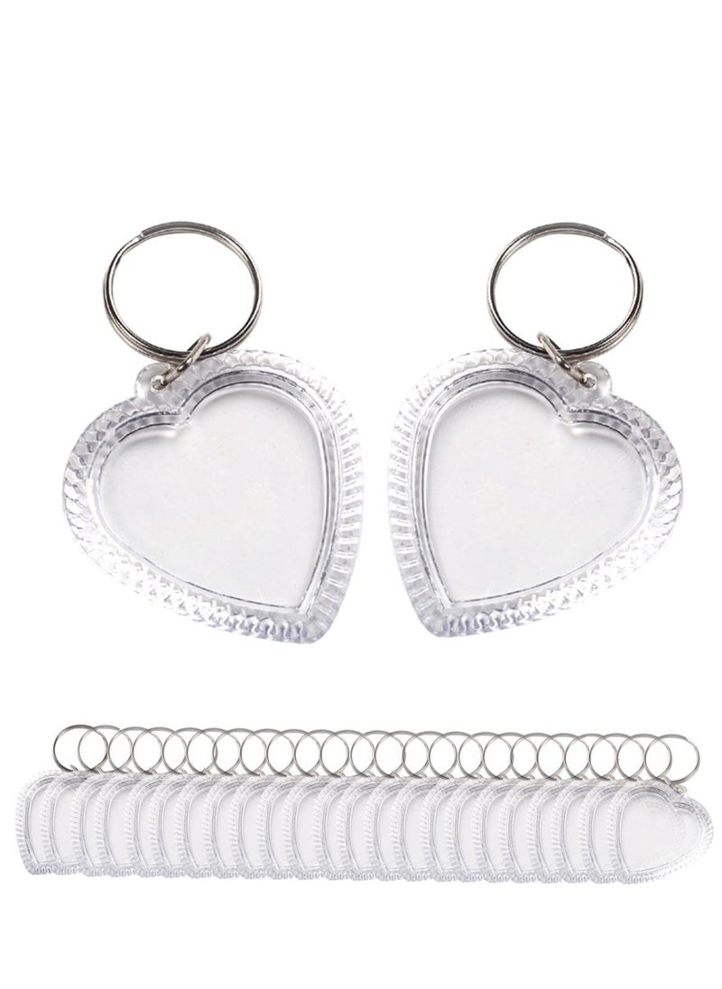 Generic - Transparent Acrylic Photo Frame, Keyring Heart-shaped Blank DIY,  Picture Insert Frame, Keychains Key Rings for Unisex Friends Family Couple Craft Artwork(25 PCS ) - Image 1