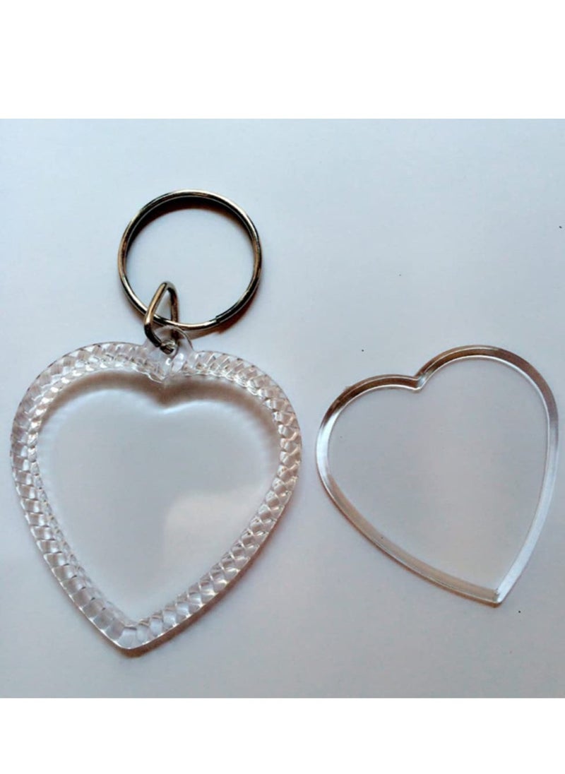 Generic - Transparent Acrylic Photo Frame, Keyring Heart-shaped Blank DIY,  Picture Insert Frame, Keychains Key Rings for Unisex Friends Family Couple Craft Artwork(25 PCS ) - Image 1