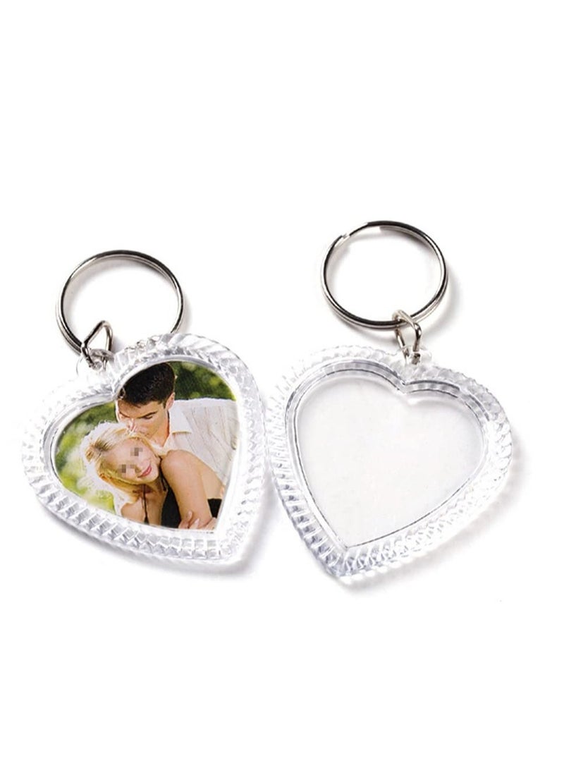 Generic - Transparent Acrylic Photo Frame, Keyring Heart-shaped Blank DIY,  Picture Insert Frame, Keychains Key Rings for Unisex Friends Family Couple Craft Artwork(25 PCS ) - Image 1