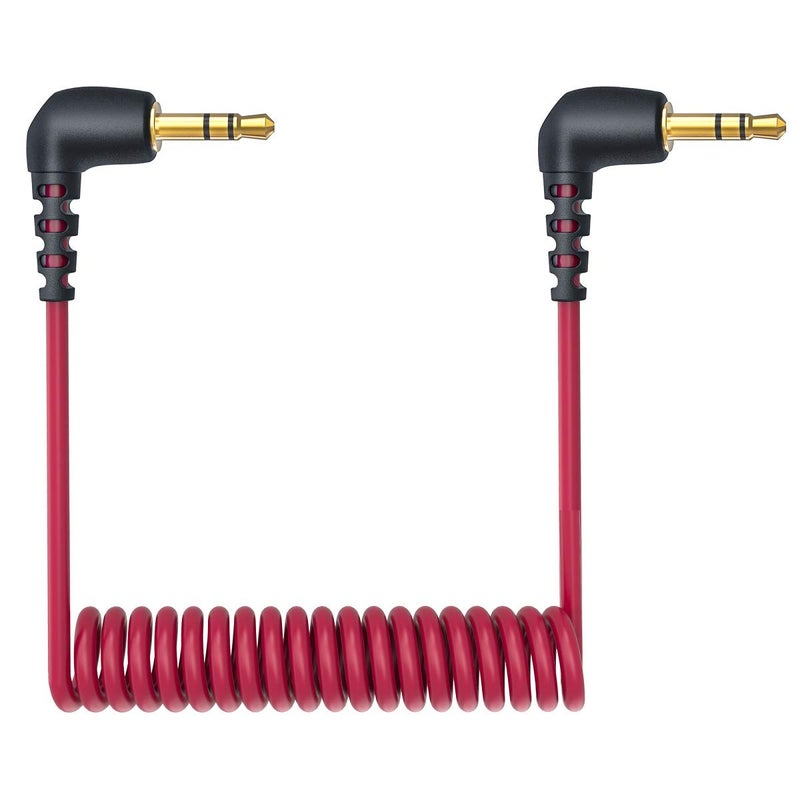 Ancable 3.5mm TRS Male Microphone Cable, 1/8" Male to Male Coiled Right Angle Mic Cord Connect Camera/Recorder with Microphone Replacement for Rode SC2 Compatible with Canon Nikon DSLR SLR Camera etc - Image 1