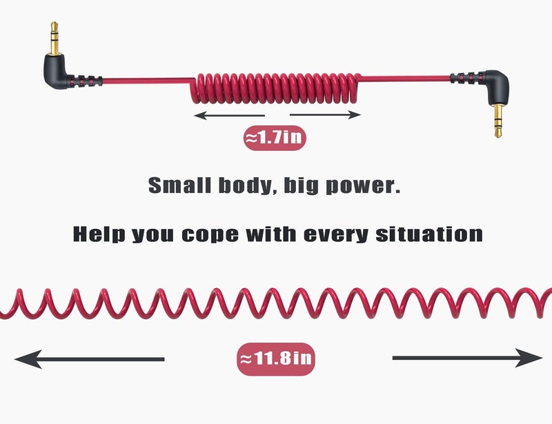 Ancable 3.5mm TRS Male Microphone Cable, 1/8" Male to Male Coiled Right Angle Mic Cord Connect Camera/Recorder with Microphone Replacement for Rode SC2 Compatible with Canon Nikon DSLR SLR Camera etc - Image 5