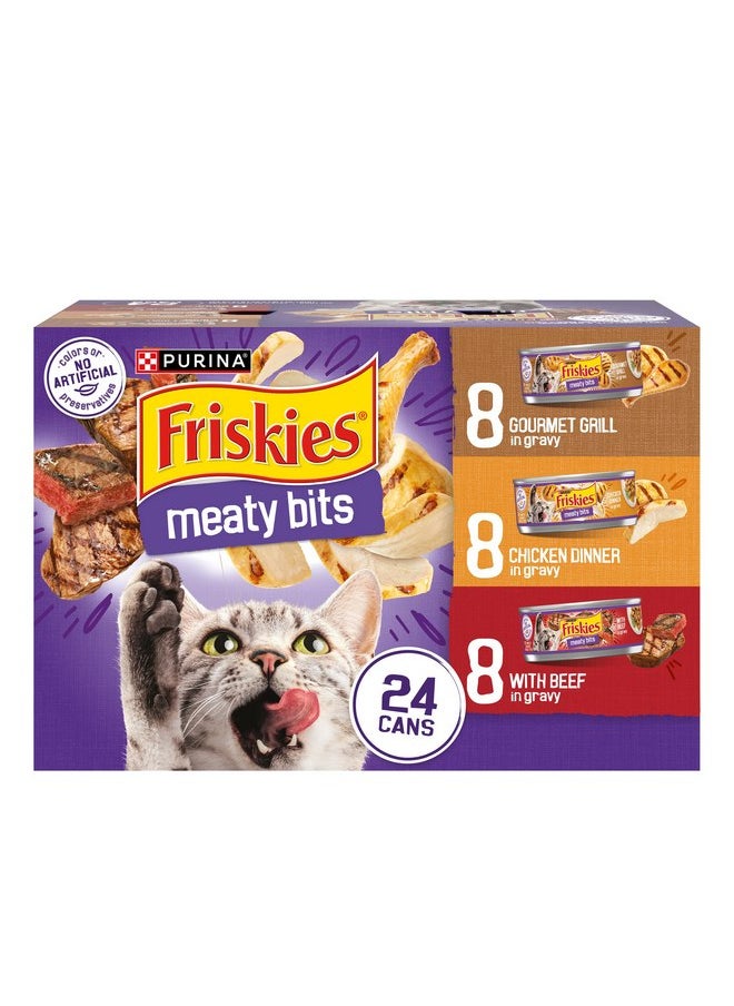 فريسكس طعام القطط الرطب Purina Friskies Gravy، عبوة متنوعة من قطع اللحوم - (عبوة من 24 علبة) 5.5 أونصة  - Image 1