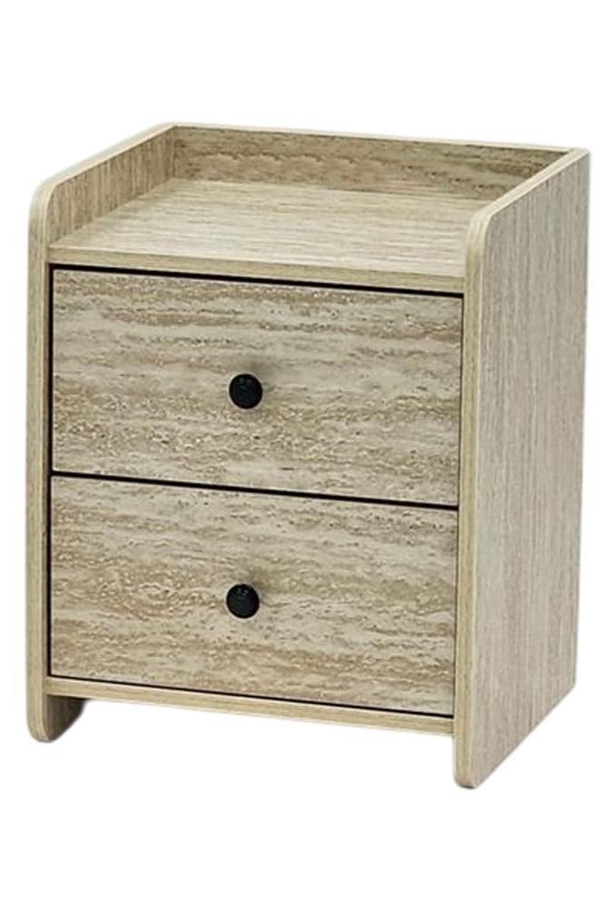 ليفينج طاولة جانبية صغيرة عصرية، طاولة سرير خشبية مع درجين 33×30×40 سم