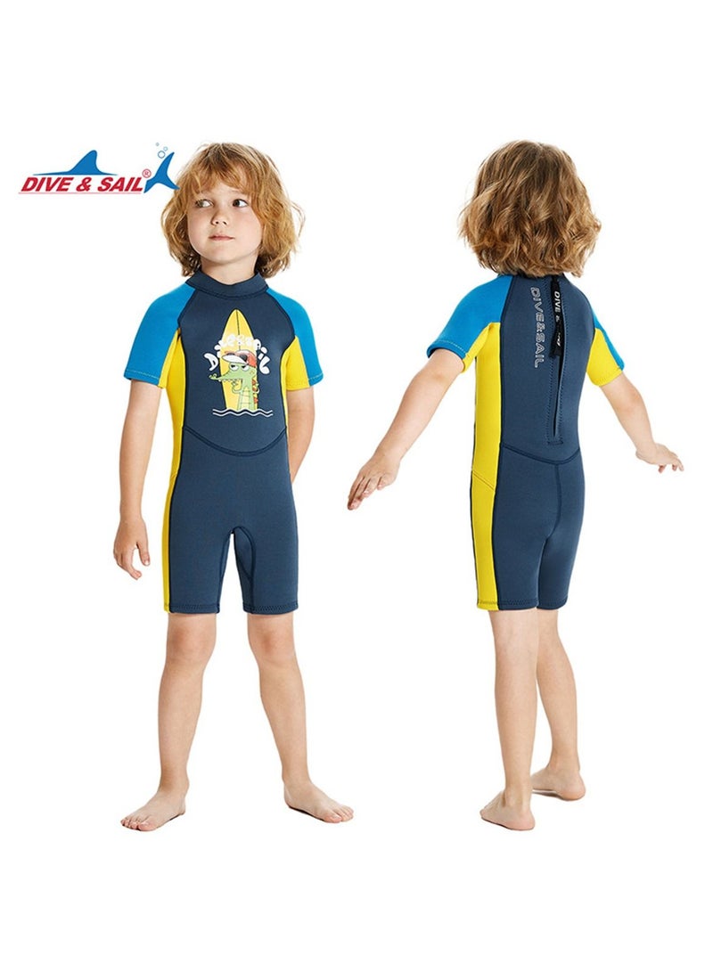 DIVE & SAIL Keep Warm Children Diving Suit Three-layer High Elastic Wetsuit For Boys Blue - Image 2