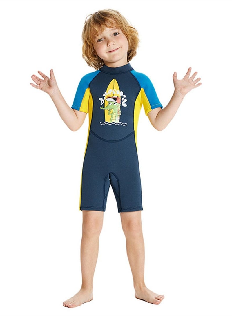 DIVE & SAIL Keep Warm Children Diving Suit Three-layer High Elastic Wetsuit For Boys Blue - Image 1