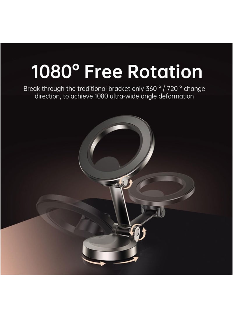Premium Magnetic Car Phone Holder with 1080° Rotation, Advanced All-Metal Dashboard Phone Mount with Strong Sticking Tape, Ultra-Stable Magnetic Phone Stand for Hands-Free Driving, Compatible with iPhone 15/14/13/12 Pro Max Plus Mini, Samsung Galaxy S23/S22/S21 Ultra, Note Series, Google Pixel 8/7/6 Pro, Xiaomi, OnePlus, and All Smartphones  - Image 4