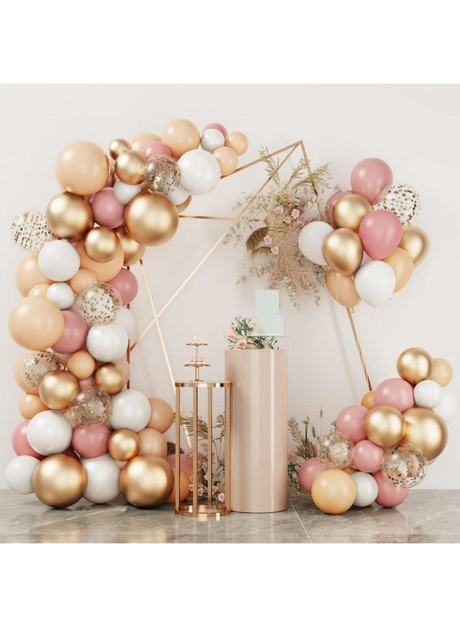 RUBFAC Blush Pink Balloons Garland Arch Kit, Different Sizes Retro Dusty Pink Cream Nude Rose Gold White Balloons Confetti Latex Balloons For Party Birthday Girls Baby Shower Valentines Decorations - Image 1