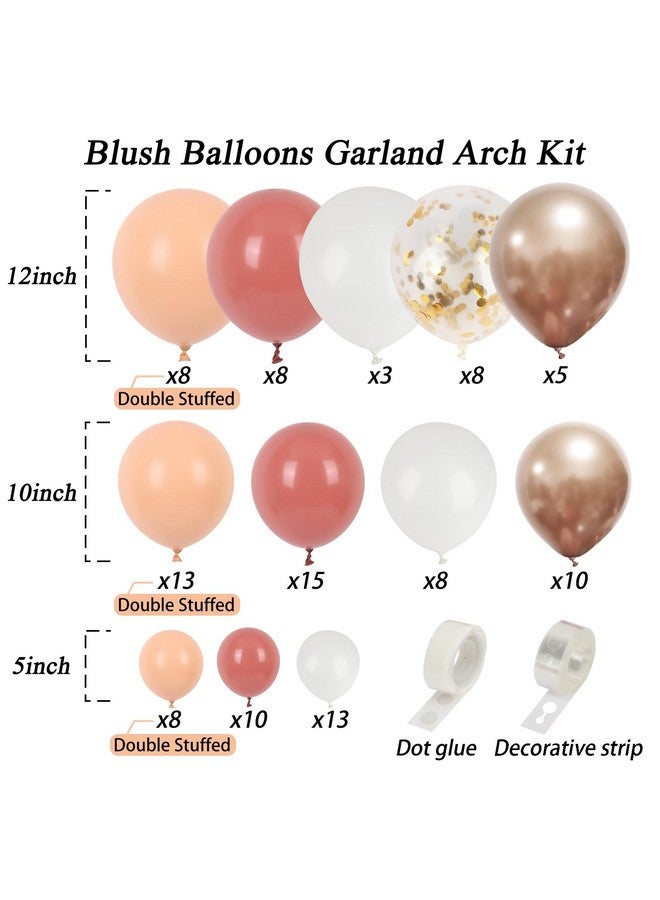 RUBFAC Blush Pink Balloons Garland Arch Kit, Different Sizes Retro Dusty Pink Cream Nude Rose Gold White Balloons Confetti Latex Balloons For Party Birthday Girls Baby Shower Valentines Decorations - Image 2