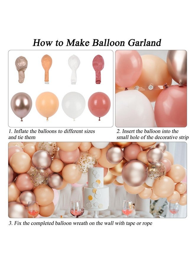 RUBFAC Blush Pink Balloons Garland Arch Kit, Different Sizes Retro Dusty Pink Cream Nude Rose Gold White Balloons Confetti Latex Balloons For Party Birthday Girls Baby Shower Valentines Decorations - Image 4