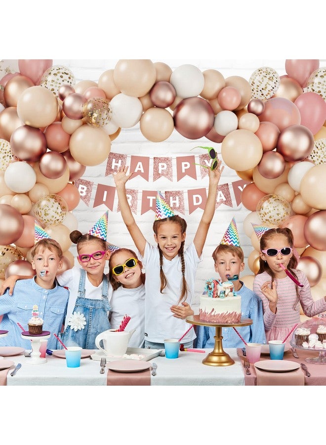 RUBFAC Blush Pink Balloons Garland Arch Kit, Different Sizes Retro Dusty Pink Cream Nude Rose Gold White Balloons Confetti Latex Balloons For Party Birthday Girls Baby Shower Valentines Decorations - Image 5