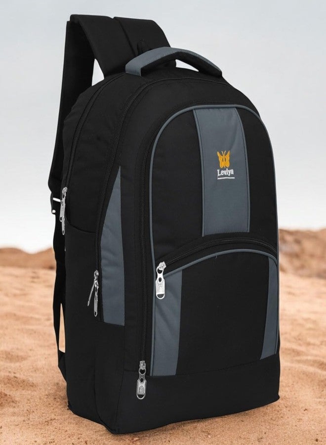 Premium Laptop Backpack | Water-Resistant Office, College & Travel Backpack for Men & Women | Stylish Backpack with Multiple Compartments (Black & Grey) - Image 3