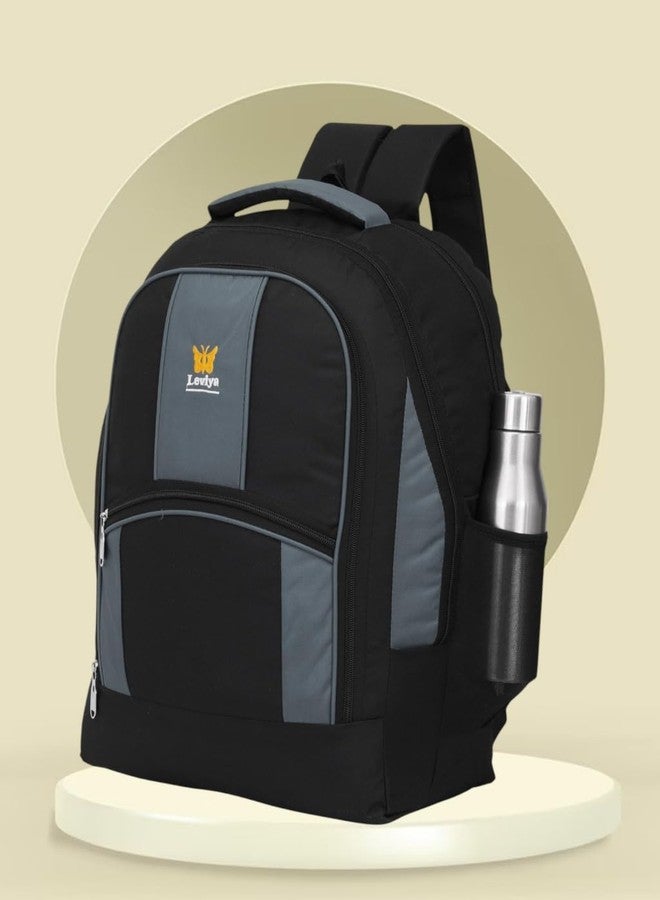 Premium Laptop Backpack | Water-Resistant Office, College & Travel Backpack for Men & Women | Stylish Backpack with Multiple Compartments (Black & Grey) - Image 2