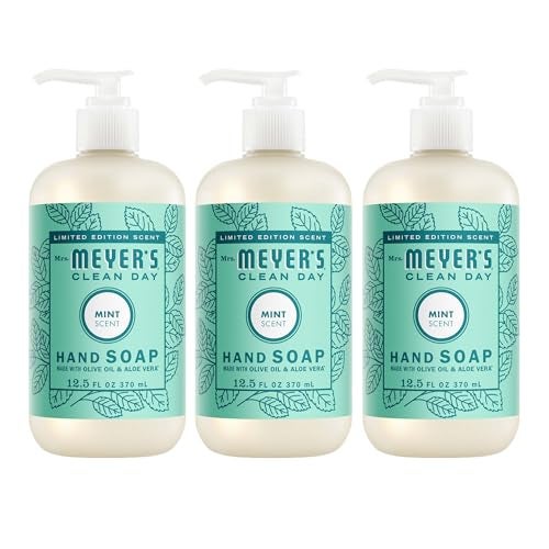 MRS. MEYER'S CLEAN DAY Hand Soap, Mint Scent, 12.5 Fl Oz Bottle - 3 Pack - Image 1