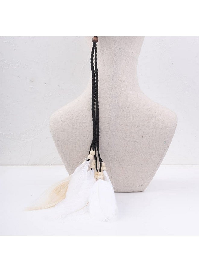 Jumwrit رباط رأس ريش بوهيمي قطعة رأس هندية غجرية حزام شعر قابل للتعديل إكسسوارات هيبي للنساء والفتيات - Image 3