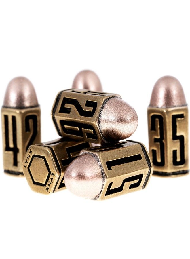 lynx Bullet Metal Dice Set Six Brass D6 Dices Great For Dnd Warhammer 40K Role Playing Homebrews D&D Great Rpg/Dungeons And Dragons/D And D Accessories Gifts. Can Use With Dice Tray/Tower - Image 1