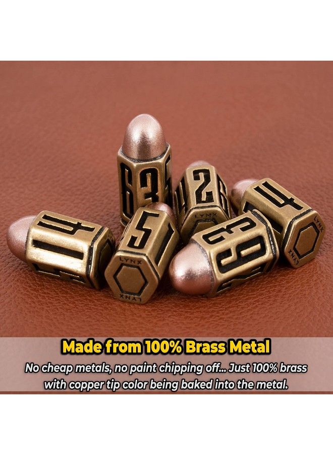 lynx Bullet Metal Dice Set Six Brass D6 Dices Great For Dnd Warhammer 40K Role Playing Homebrews D&D Great Rpg/Dungeons And Dragons/D And D Accessories Gifts. Can Use With Dice Tray/Tower - Image 3