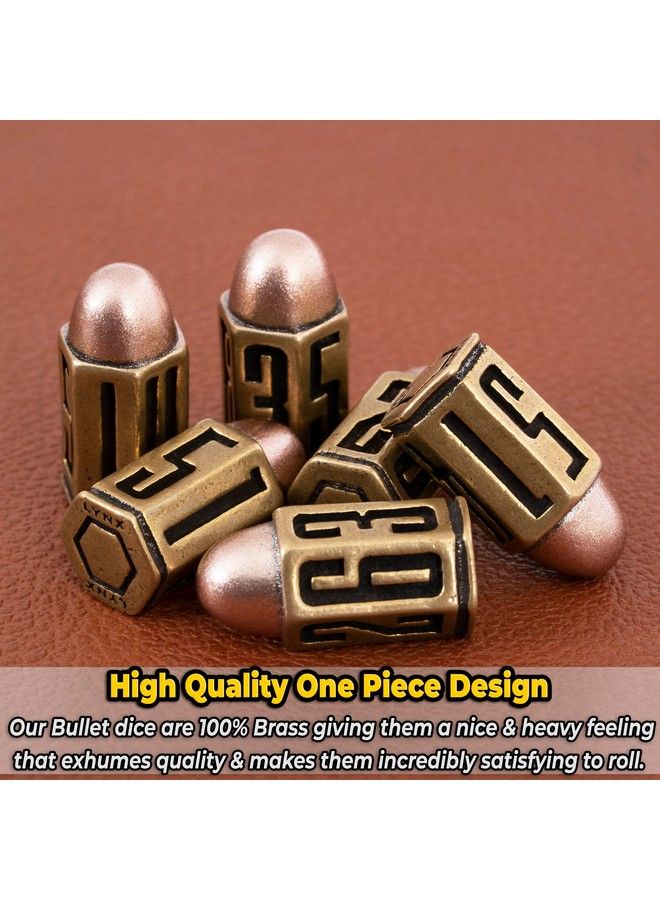 lynx Bullet Metal Dice Set Six Brass D6 Dices Great For Dnd Warhammer 40K Role Playing Homebrews D&D Great Rpg/Dungeons And Dragons/D And D Accessories Gifts. Can Use With Dice Tray/Tower - Image 5