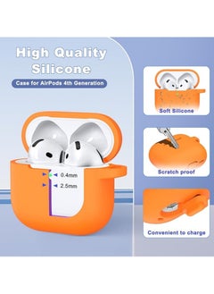 wexon Protective Shockproof Silicone Case Cover for Apple AirPods 4 Generation Orange  - Image 4